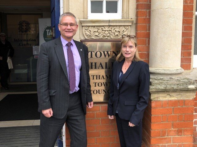 Retiring Town Clerk Graham Hunt (pictured left) and new Town Clerk Jayne Cole (pictured right)