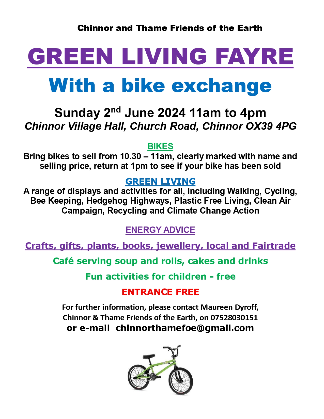 Green Living Fayre with bike exchange